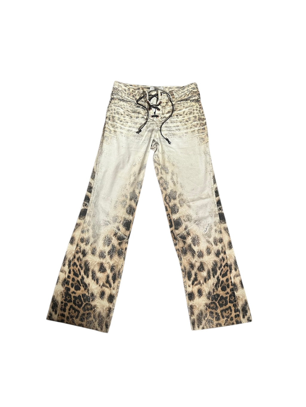 CAVALLI TIE FRONT LEOPARD PRINT JEANS