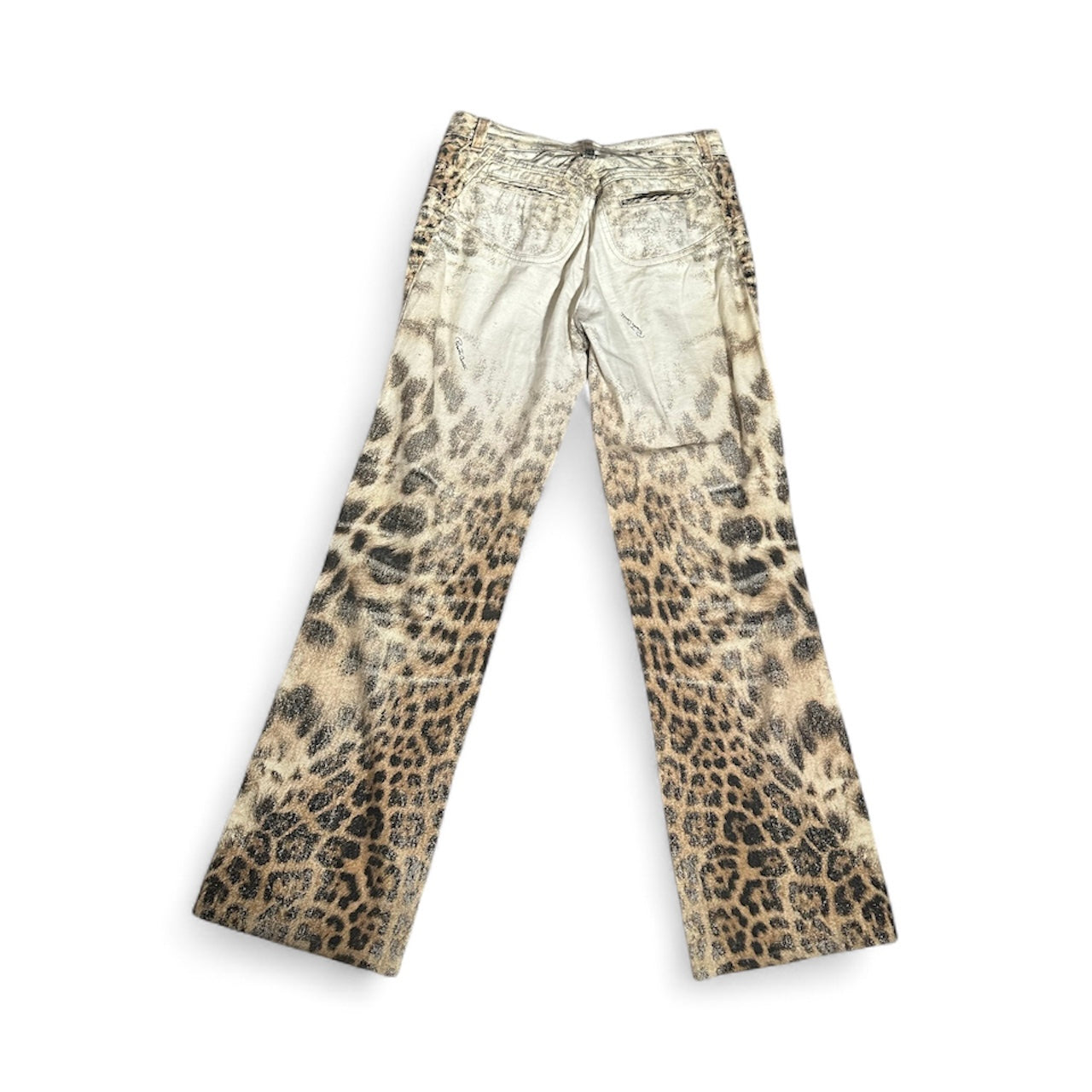 CAVALLI TIE FRONT LEOPARD PRINT JEANS