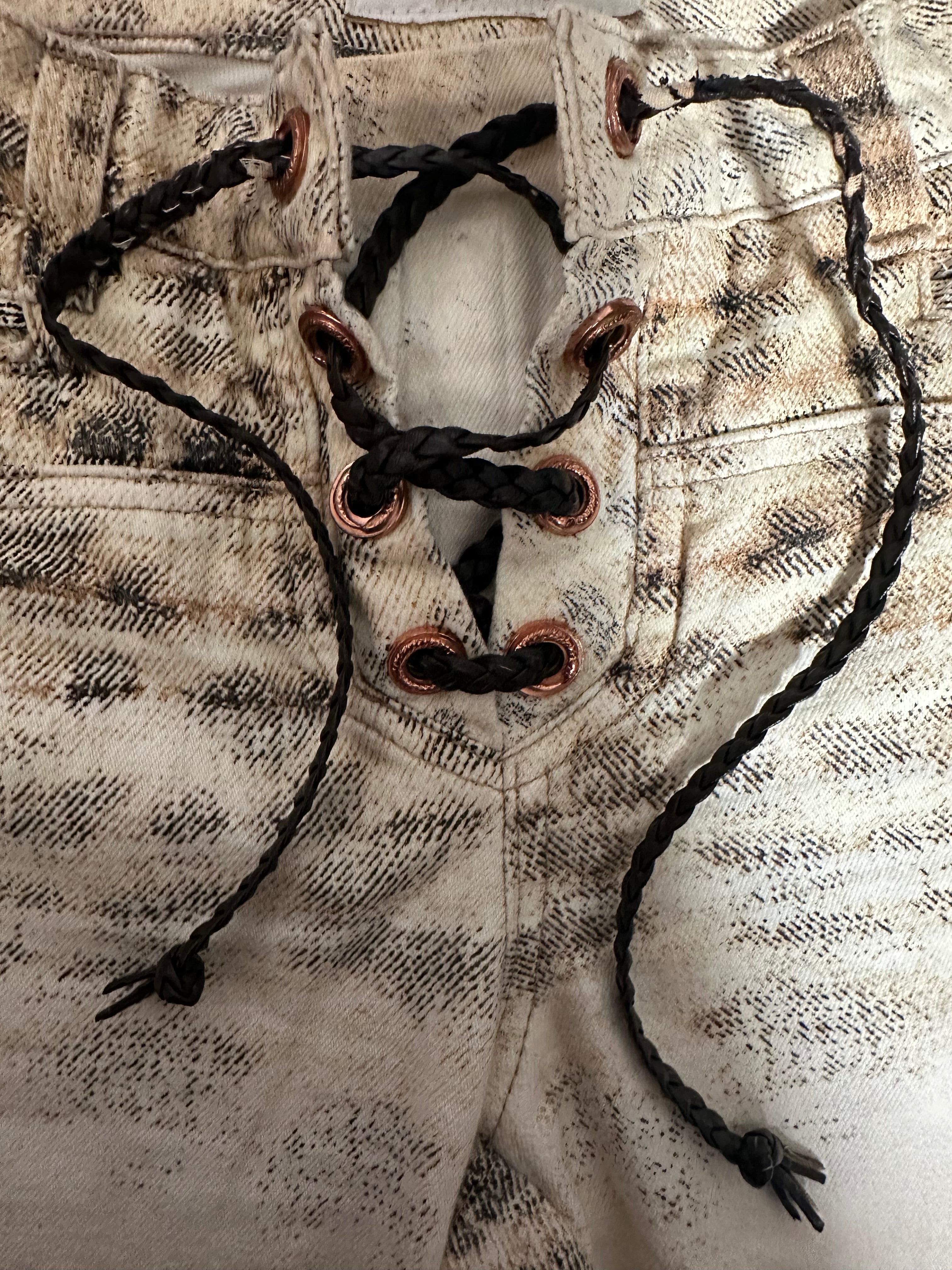 CAVALLI TIE FRONT LEOPARD PRINT JEANS